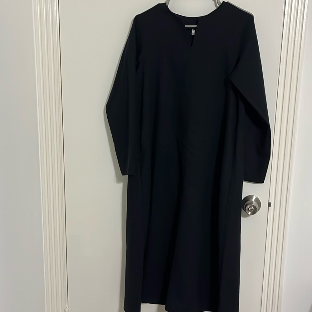 Oversized Muji Polyester Blend Long Sleeve Dress